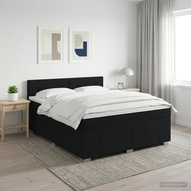 vidaXL Boxspringbed met matras met hoofdeinde Zwart 160 x 200 cm Stof