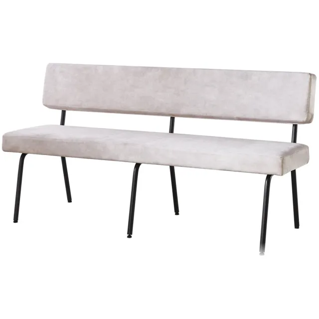 Lizzely Garden & Living Eetkamerbank Wendy 180cm wit velvet eetbank