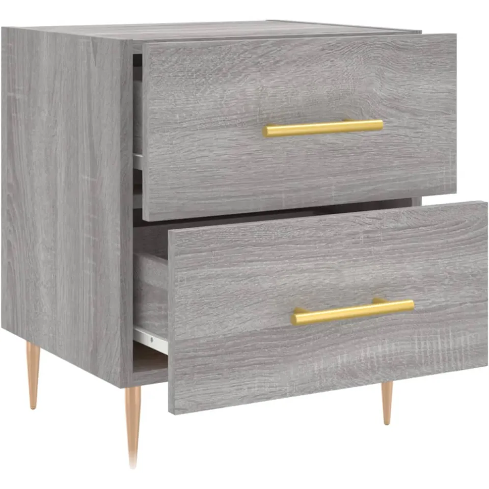 vidaXL Nachtkastje 40x35x47,5 cm bewerkt hout grijs sonoma eikenkleur