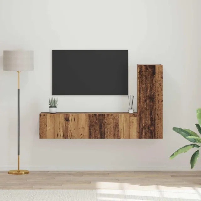 vidaXL Tv-meubelset 3 st Oud Hout Bewerkt hout Bruin