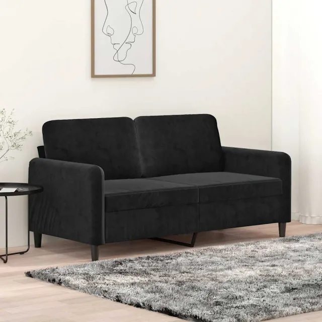 vidaXL Tweezitsbank 140 cm fluweel zwart