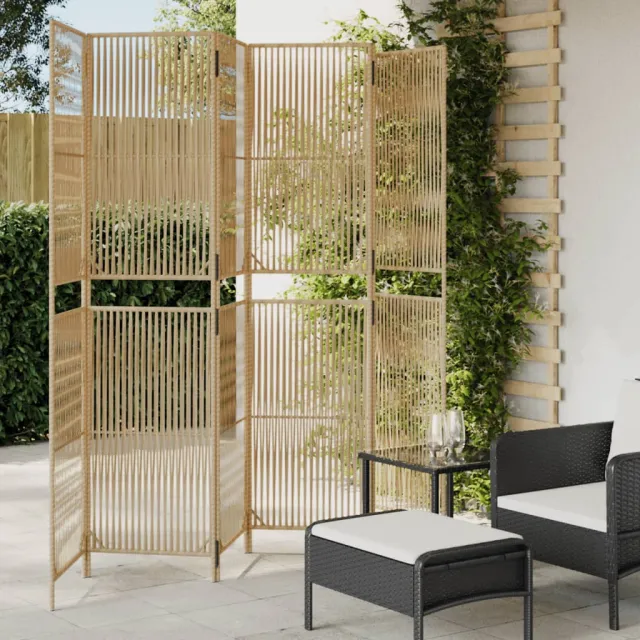 vidaXL Kamerscherm 6 panelen poly rattan beige, foto 2