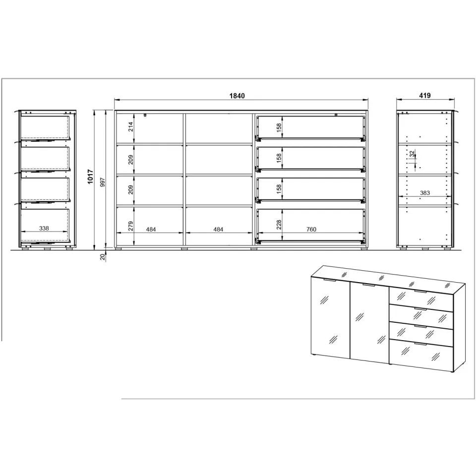 dressoir Sirmione zwart, foto 3