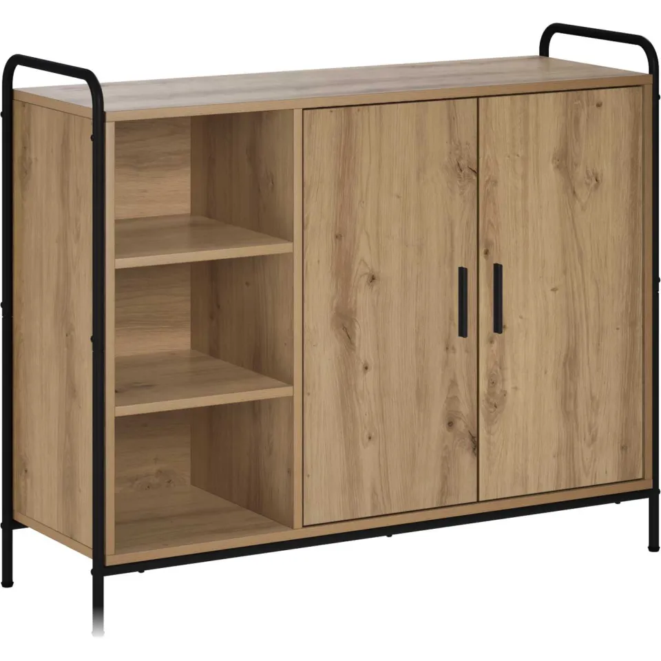 vidaXL Dressoir Artisanaal eiken 97 x 33 x 81 cm Bewerkt hout, foto 3