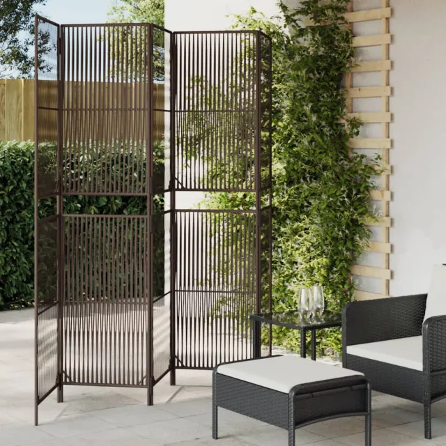 vidaXL Kamerscherm 5 panelen poly rattan bruin, foto 2