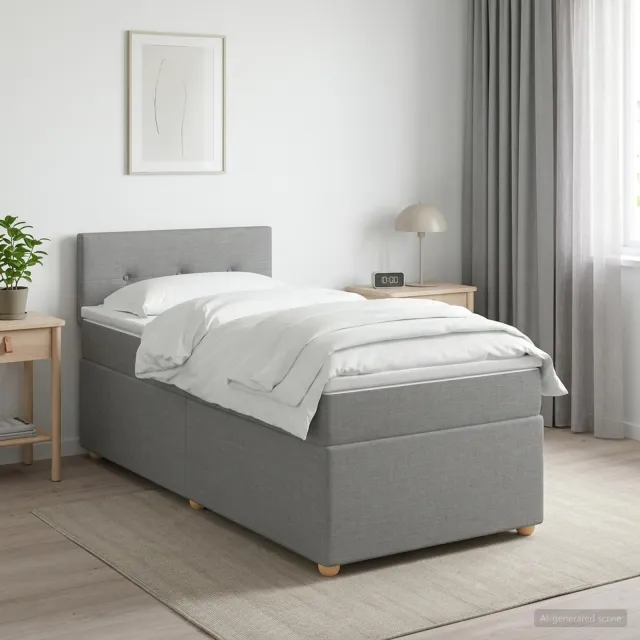 vidaXL Boxspringbed met matras Lichtgrijs 90 x 190 cm Stof