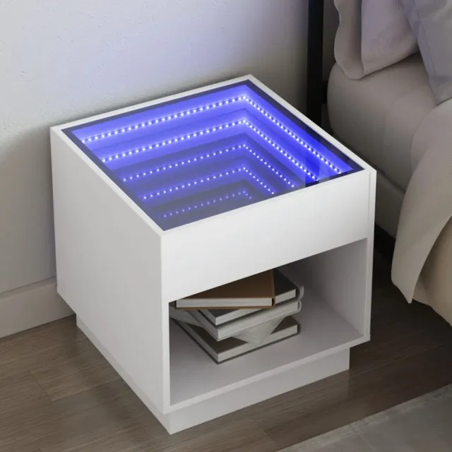 vidaXL Nachtkastje met Infinity LED 50x50x50 cm wit, foto 2