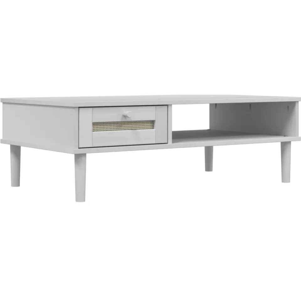 vidaXL Salontafel SENJA 100x55x33 cm rattan-look massief hout wit, foto 3