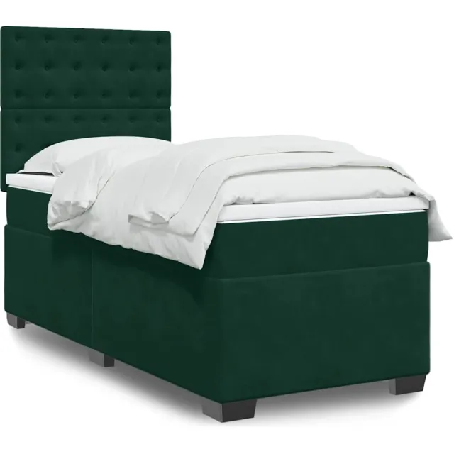 vidaXL Boxspring met matras fluweel donkergroen 90x190 cm groen