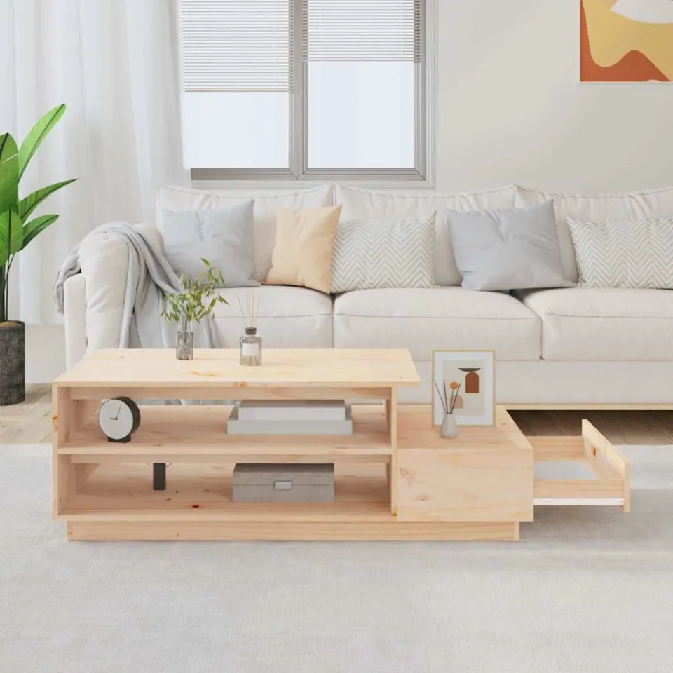 vidaXL Salontafel 120x50x40,5 cm massief grenenhout bruin, foto 3