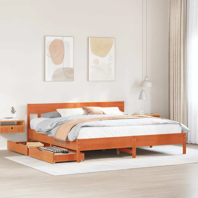 vidaXL Bedframe zonder matras massief grenenhout wasbruin 180x200 cm bruin