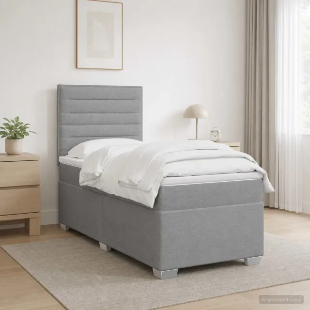 vidaXL Boxspringbed met matras Lichtgrijs 90 x 190 cm Stof