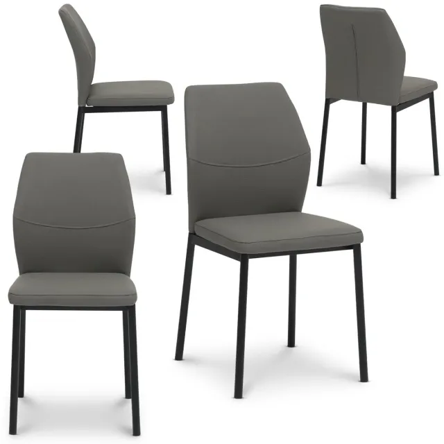 IDIMEX Eetkamerstoelen GINOVA, set van 4, kunstleer – grijs