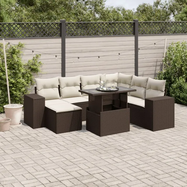 vidaXL 8-delige Loungeset met kussens poly rattan bruin, foto 2