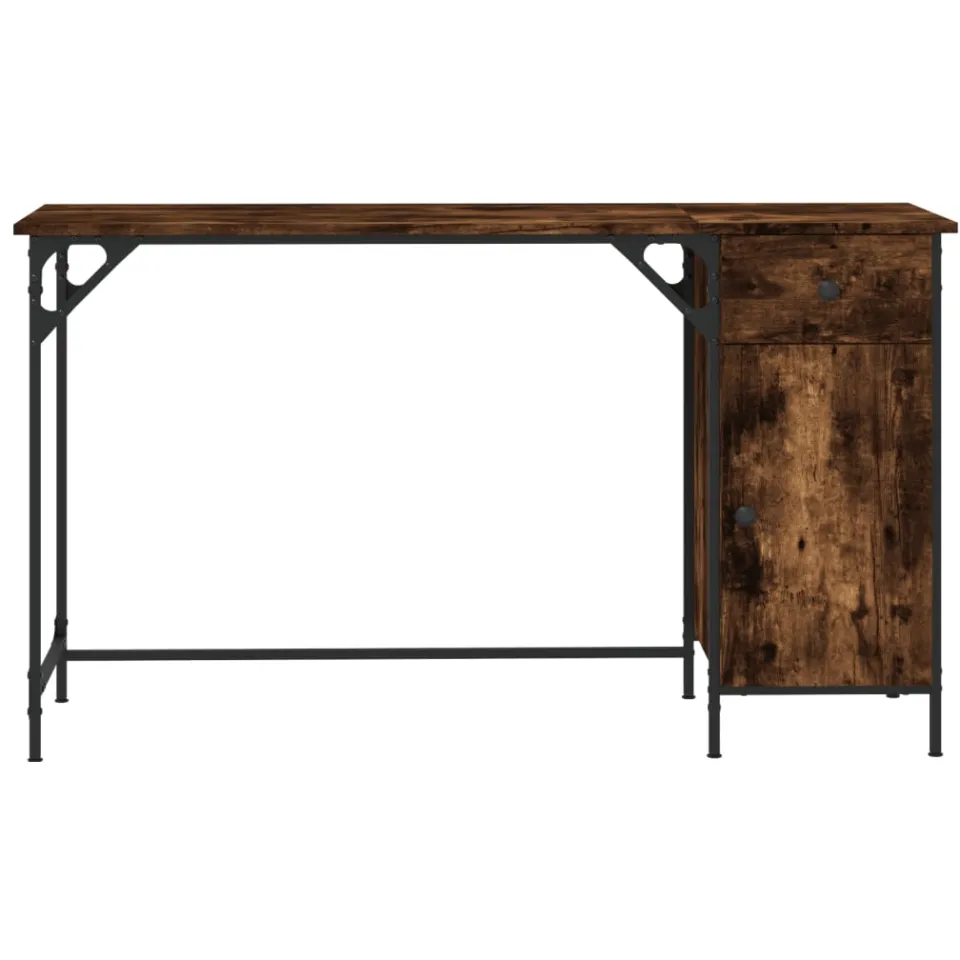 vidaXL Bureau 131x48x75 cm bewerkt hout gerookt eikenkleurig Bruin