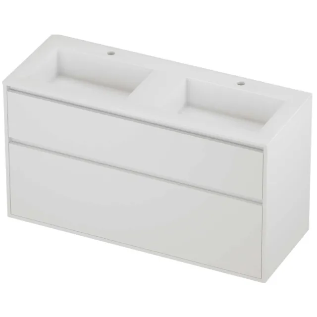 Proline Aristo Badmeubelset Polystone Elegant 2 Gaten 120x46x67 cm Glans Wit Mat White Mat Wit
