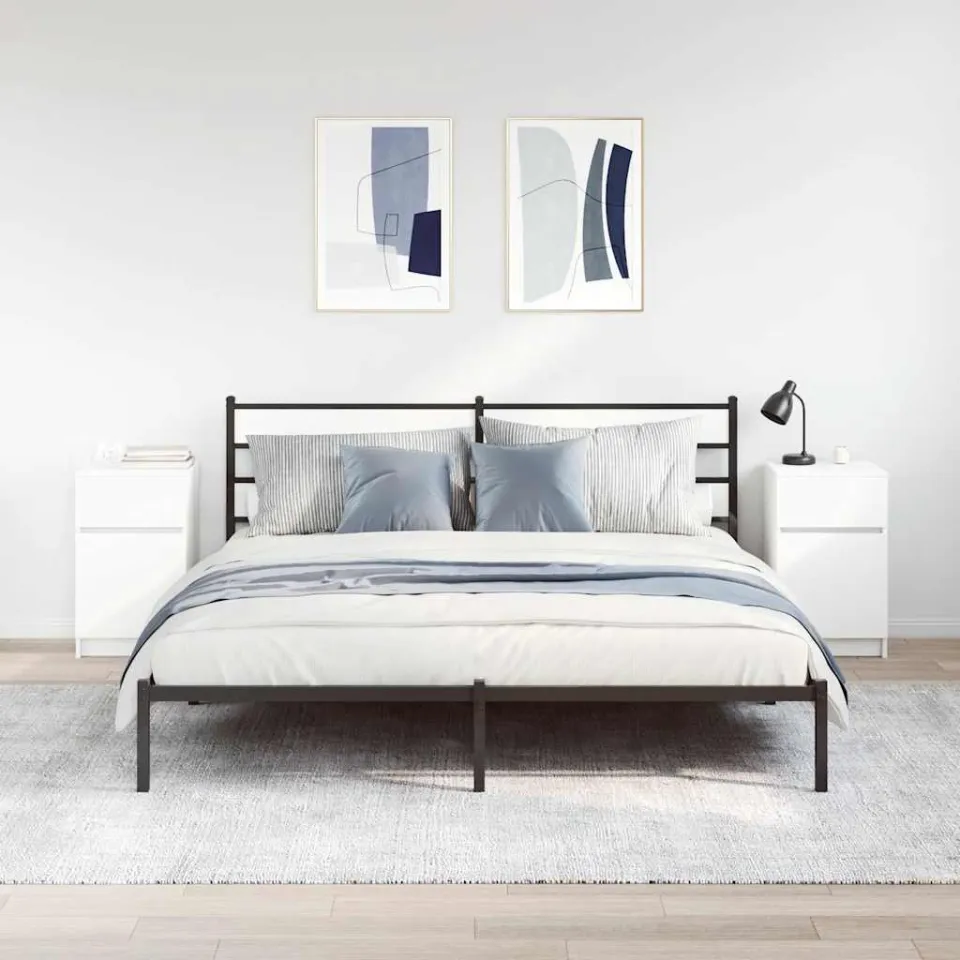 vidaXL Nachtkastjes 2 st 39x35x65 cm bewerkt hout wit, foto 3