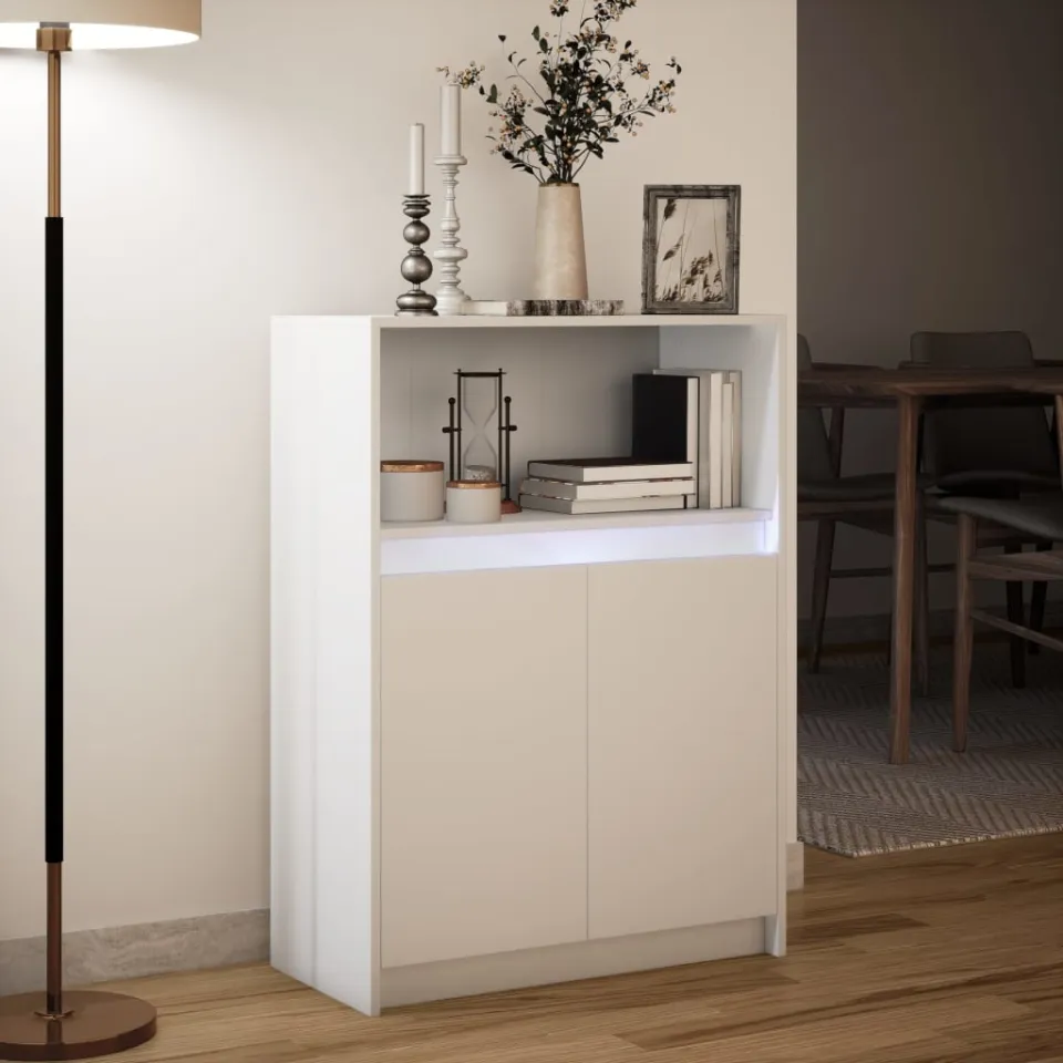 vidaXL Dressoir met LED 72x34x100 cm bewerkt hout wit, foto 4
