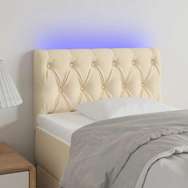 vidaXL Hoofdbord LED 80x7x78/88 cm stof crèmekleurig