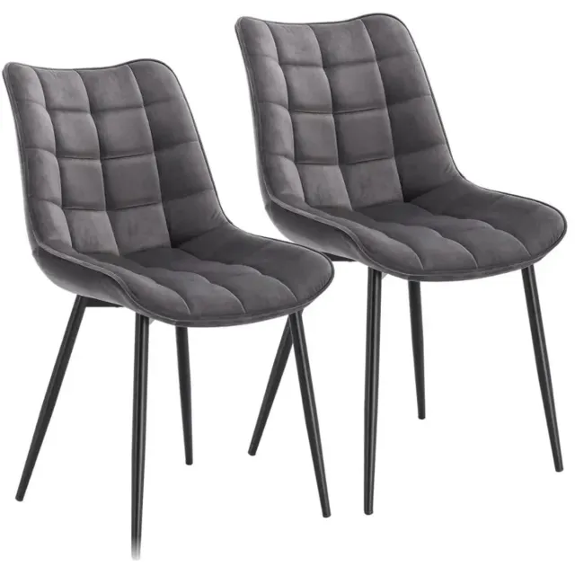 Klarven Eetkamerstoelen Set Van 4 Kunstleer Fluweel donkergrijs - Eetkamerstoelen Set Van 6 - Eetkamerstoelen Set Van 2 - Dining Chairs - Ergonomische Rugleuning - Stabiel Metalen Frame - Zit