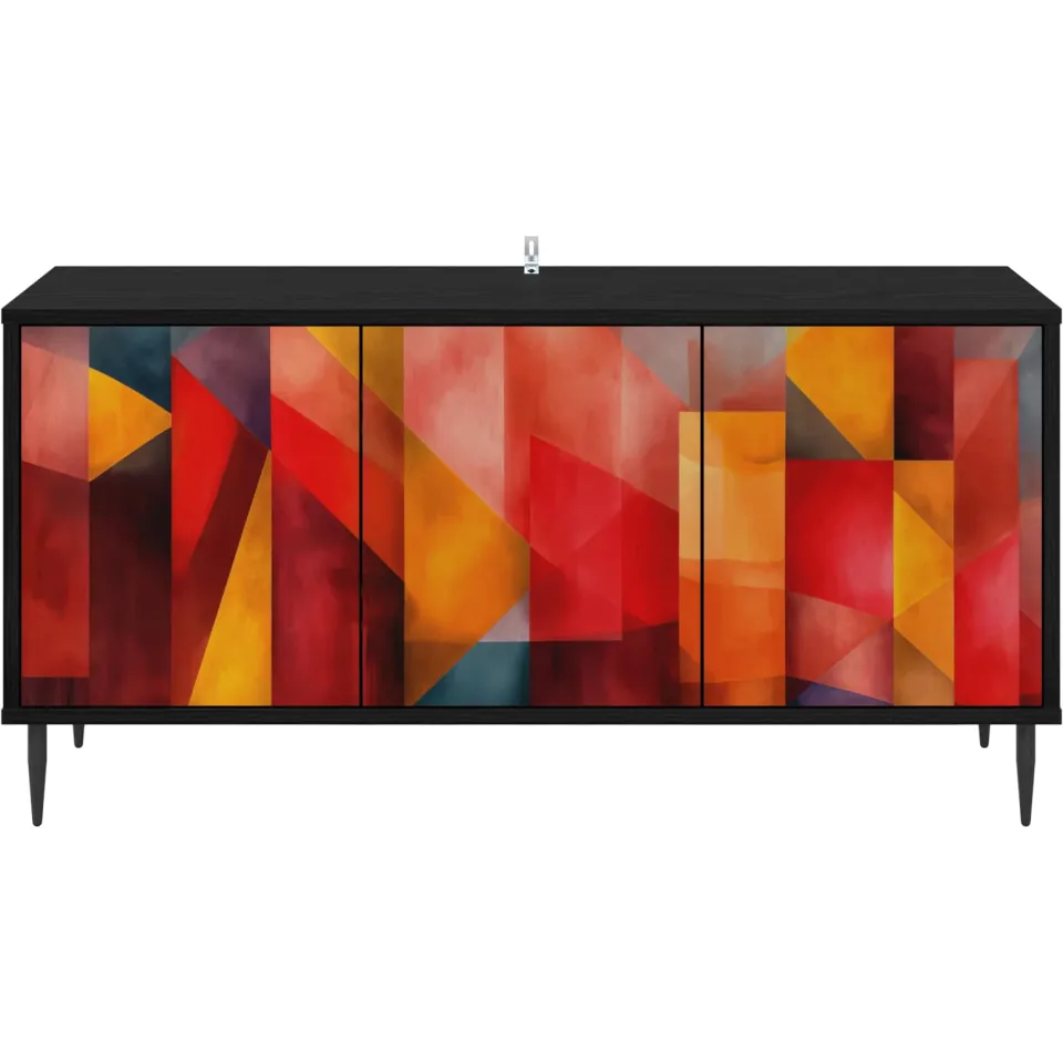 vidaXL Tv-meubel HEESCH 102 x 33 x 51 cm Zwart eiken Bewerkt hout, foto 4