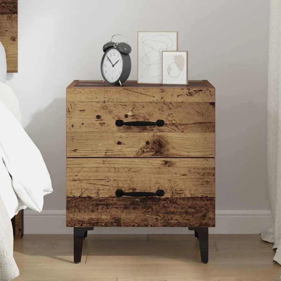 vidaXL Bed kast Oudhout 40 x 35 x 47,5 cm Bewerkt hout bruin, foto 4