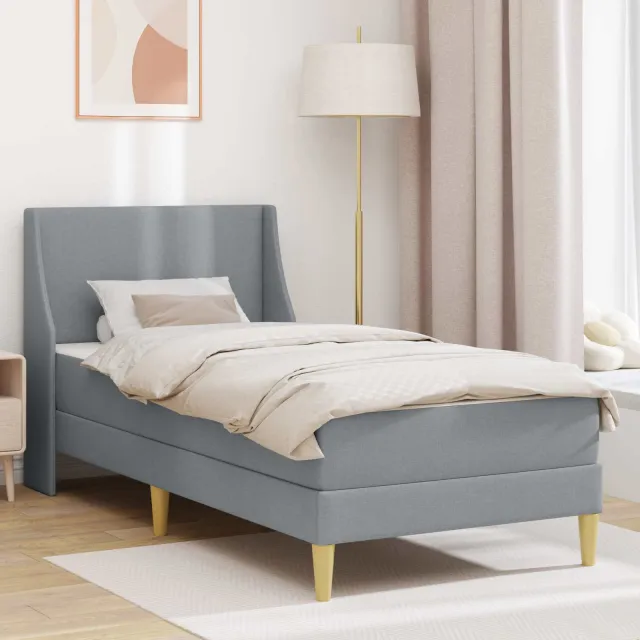 vidaXL Bedframe met matras Lichtgrijs 80 x 200 cm Polyester