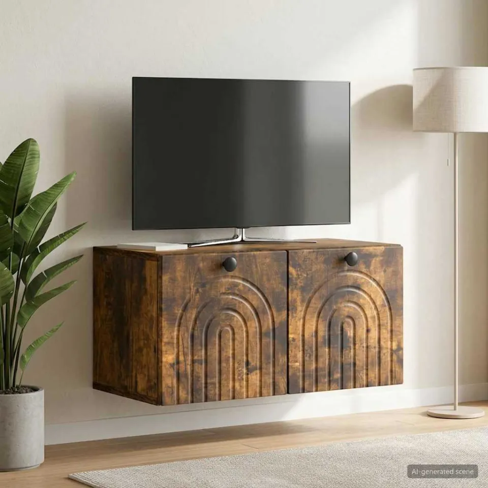 vidaXL Wandbeugel TV-kast Gerookt eiken 59,5 x 31 x 30 cm Bewerkt hout, foto 4
