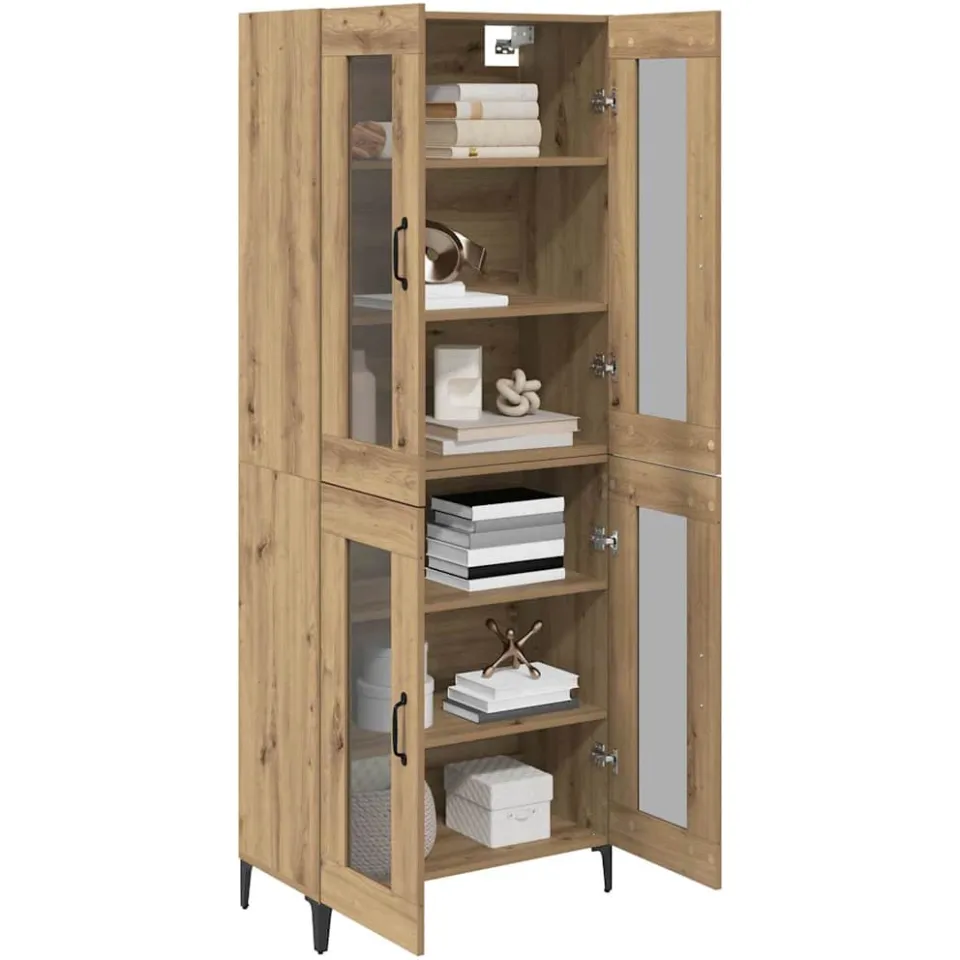 vidaXL Highboard Artisan Eiken 69,5 x 34 x 180 cm Bewerkt hout Bruin