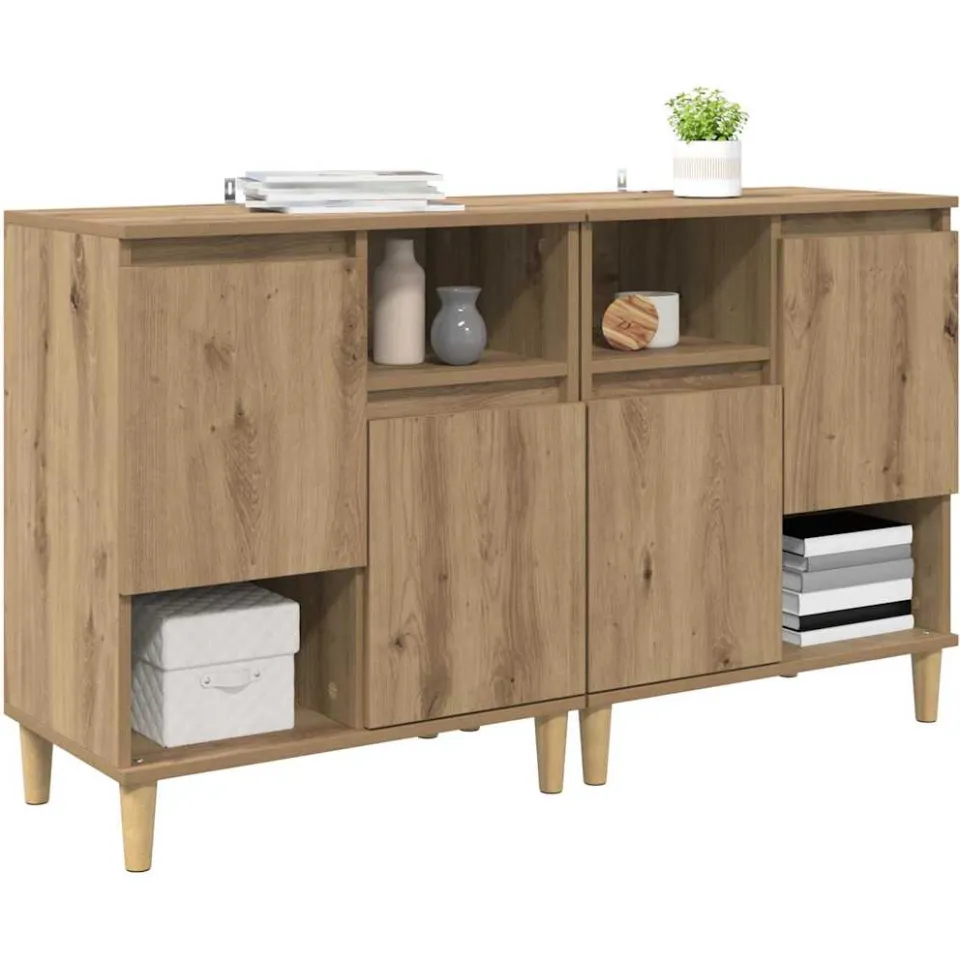 vidaXL Dressoirs 2 st Artisan Eiken 60 x 35 x 70 cm Bewerkt hout Bruin