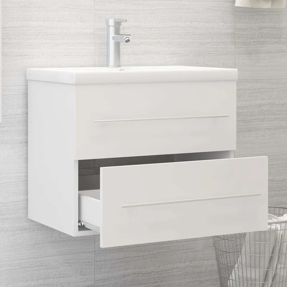 vidaXL Wastafelkast 60x38,5x48 cm bewerkt hout wit, foto 3