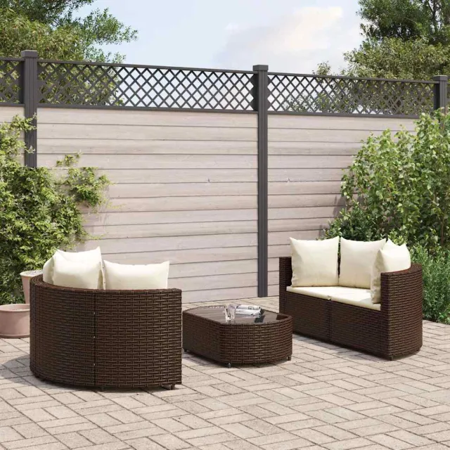 vidaXL 5-delige Loungeset met kussens poly rattan bruin, foto 2