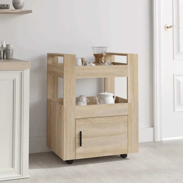 vidaXL Keukentrolley 60x45x80 cm bewerkt hout sonoma eikenkleurig, foto 2