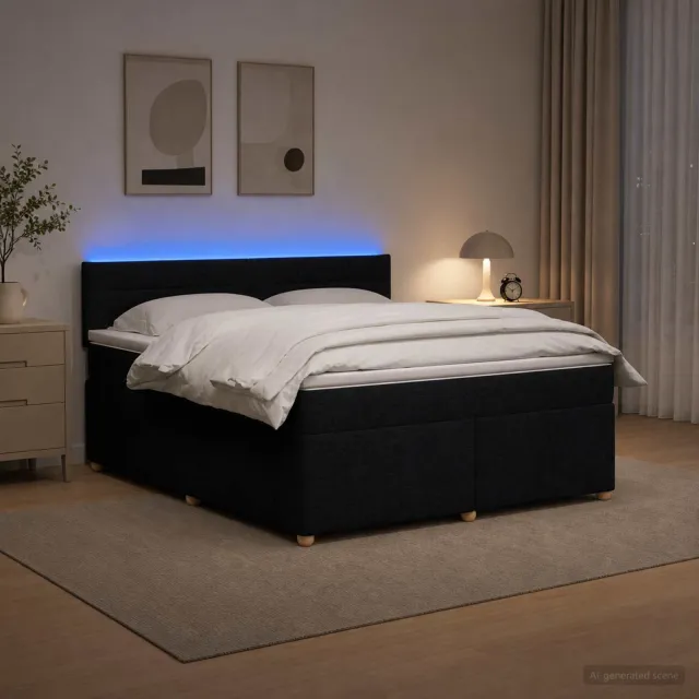 vidaXL Boxspringbed met matras met hoofdeinde Zwart 180 x 200 cm Stof