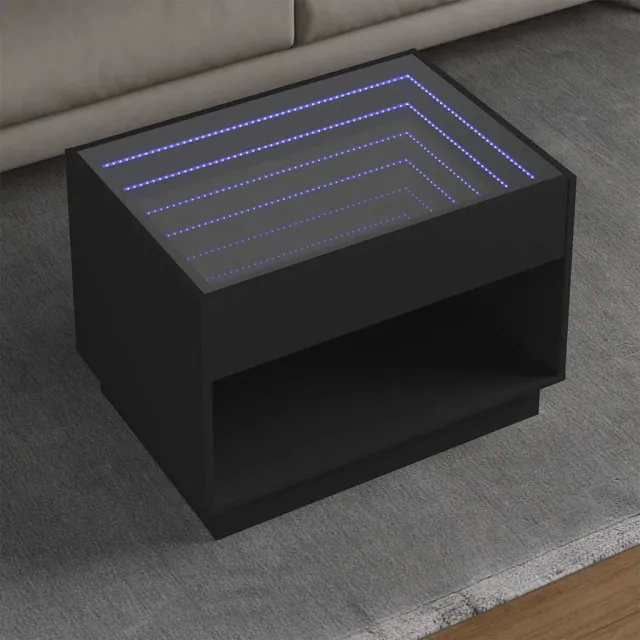 vidaXL Salontafel met Infinity LED 70x50x50 cm zwart, foto 2