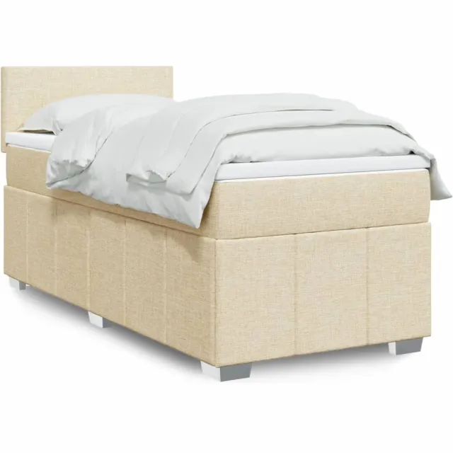 vidaXL Boxspring met matras stof crèmekleurig 100x200 cm