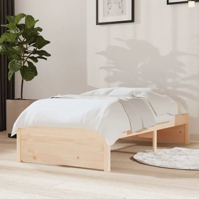 vidaXL Bedframe massief hout 75x190 cm bruin