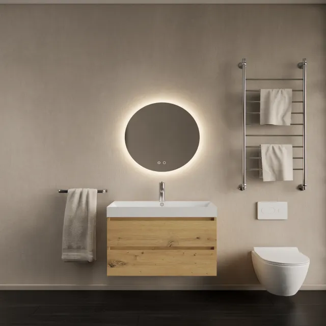 Gliss Design Badkamermeubelset Gliss Design Milan Met Lako Wastafel 80 Cm Artisan Oak (Keuze Wastafel) Eiken