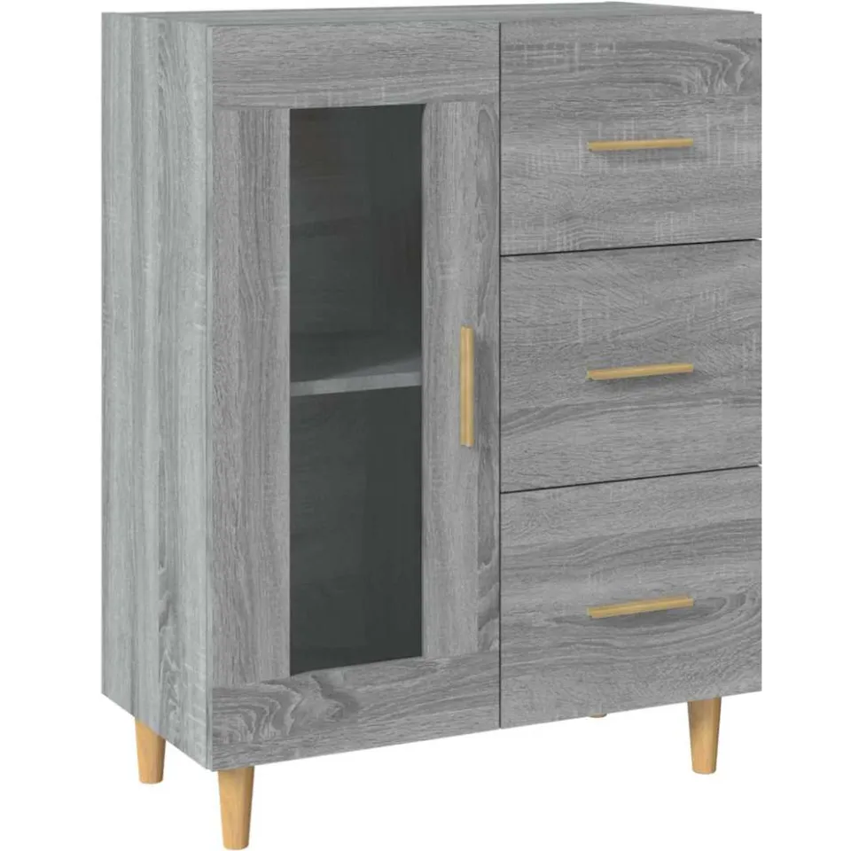 vidaXL Dressoir 69,5x34x90 cm bewerkt hout grijs sonoma eikenkleurig
