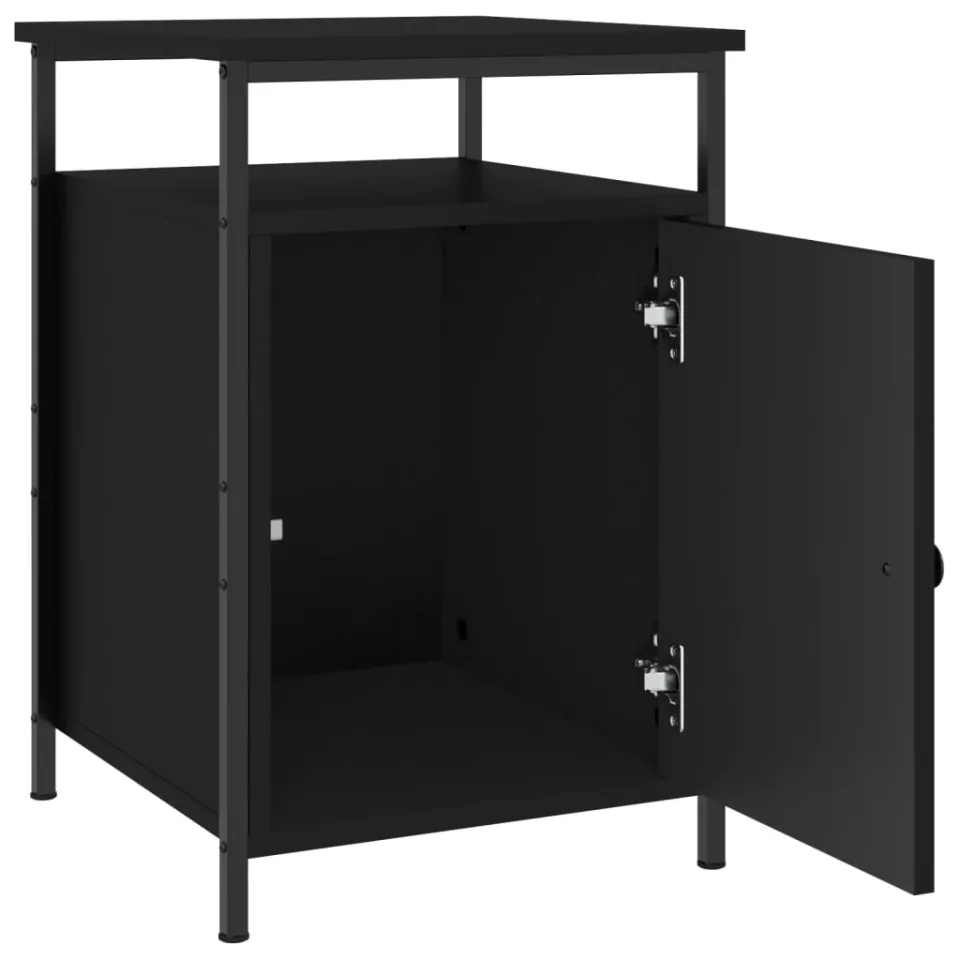 vidaXL Nachtkastjes 2 st 40x42x60 cm bewerkt hout zwart, foto 4