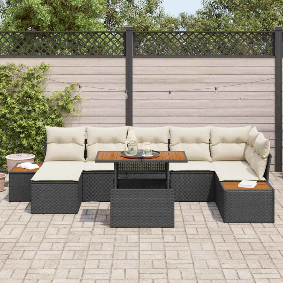 vidaXL Tuin Sofa Set 8 st Zwart Poly riet, foto 3