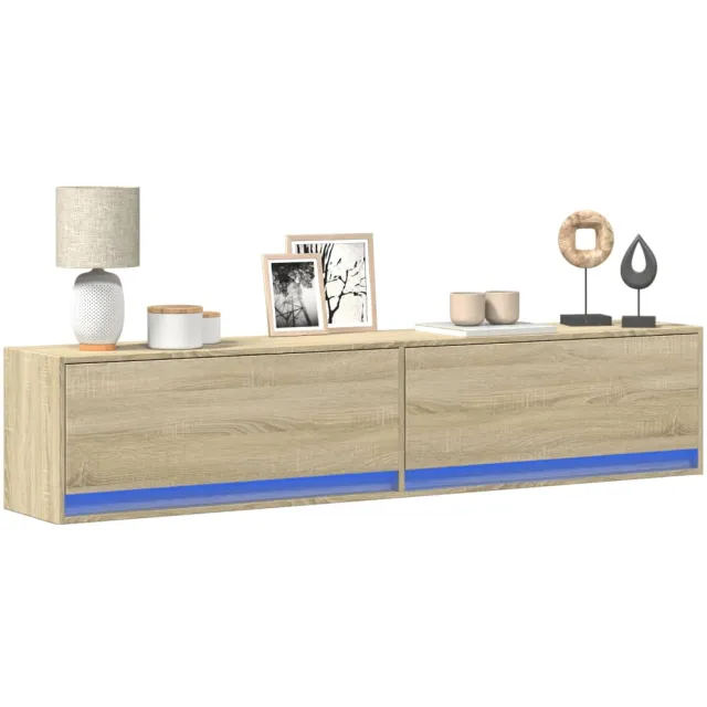 vidaXL Tv-wandmeubel met LED-verlichting 180x31x38 cm sonoma eiken Bruin