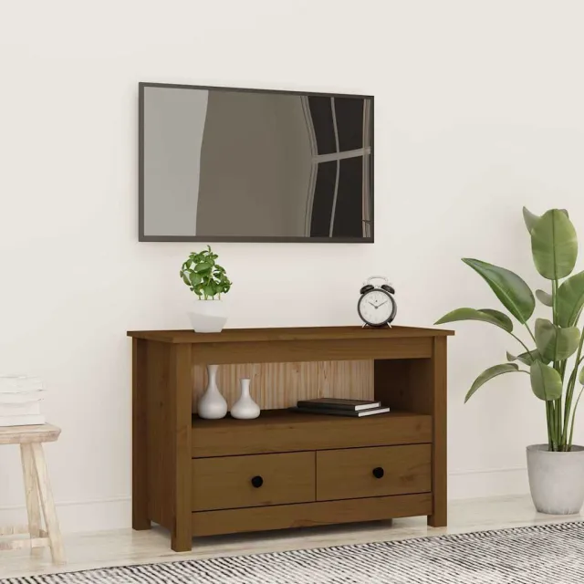 vidaXL Tv-meubel 79x35x52 cm massief grenenhout honingbruin