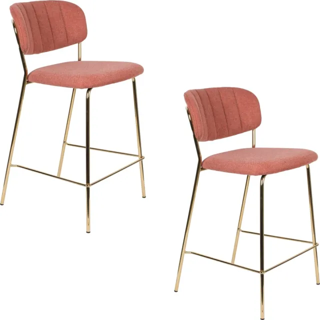 Housecraft Living Jolien Barkrukken 65 cm Goud/ Roze - Set van 2