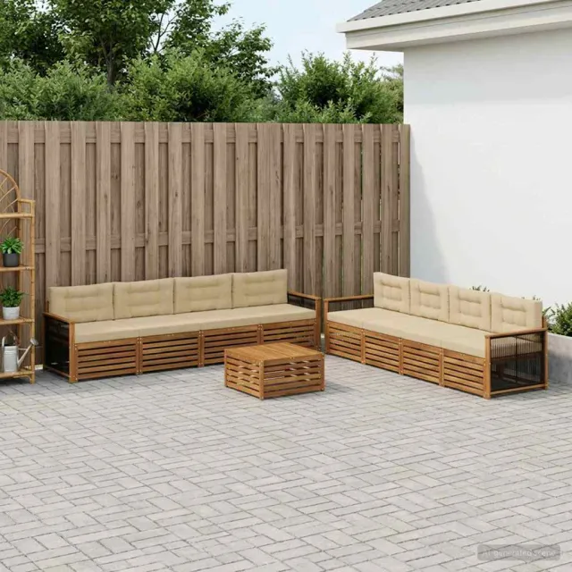 vidaXL Buiten bankenset 9 st 8-zits Natuurlijk en Beige