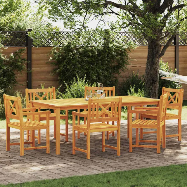 vidaXL Tuin eettafelset 7 st 6-zits Bruin Massief Acaciahout