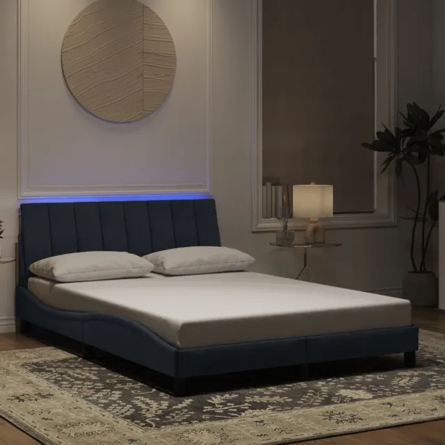 vidaXL Bedframe met LED zonder matras "Hanko" donkergrijs 140x200 cm