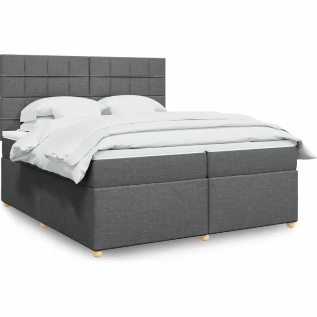 vidaXL Boxspring met matras stof donkergrijs 200x200 cm grijs