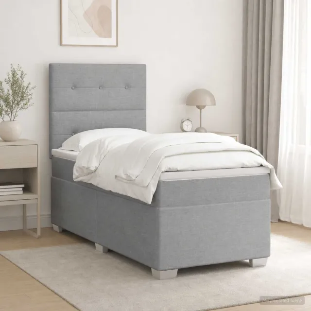 vidaXL Boxspringbed met matras Lichtgrijs 90 x 200 cm Stof