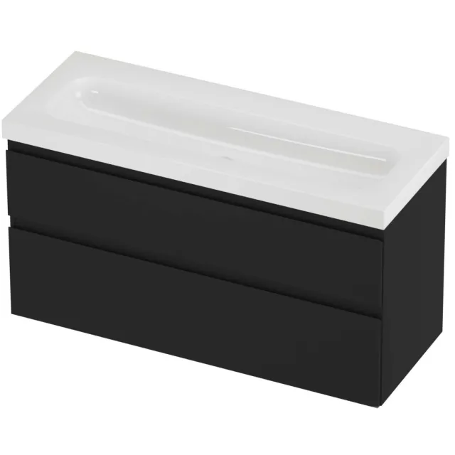 Proline Haga Badmeubelset Polystone Mezza Zonder Kraangat 120x46x66 cm Glans Wit Mat Zwart